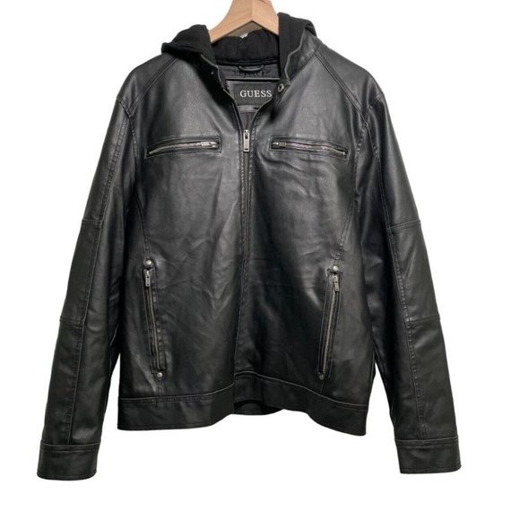 Guess Jackets & Coats Guess Beaded Faux Leather Coat Jacket